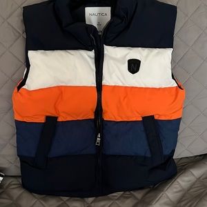 Nautica boys puffer vest Navy Blue/Orange/White